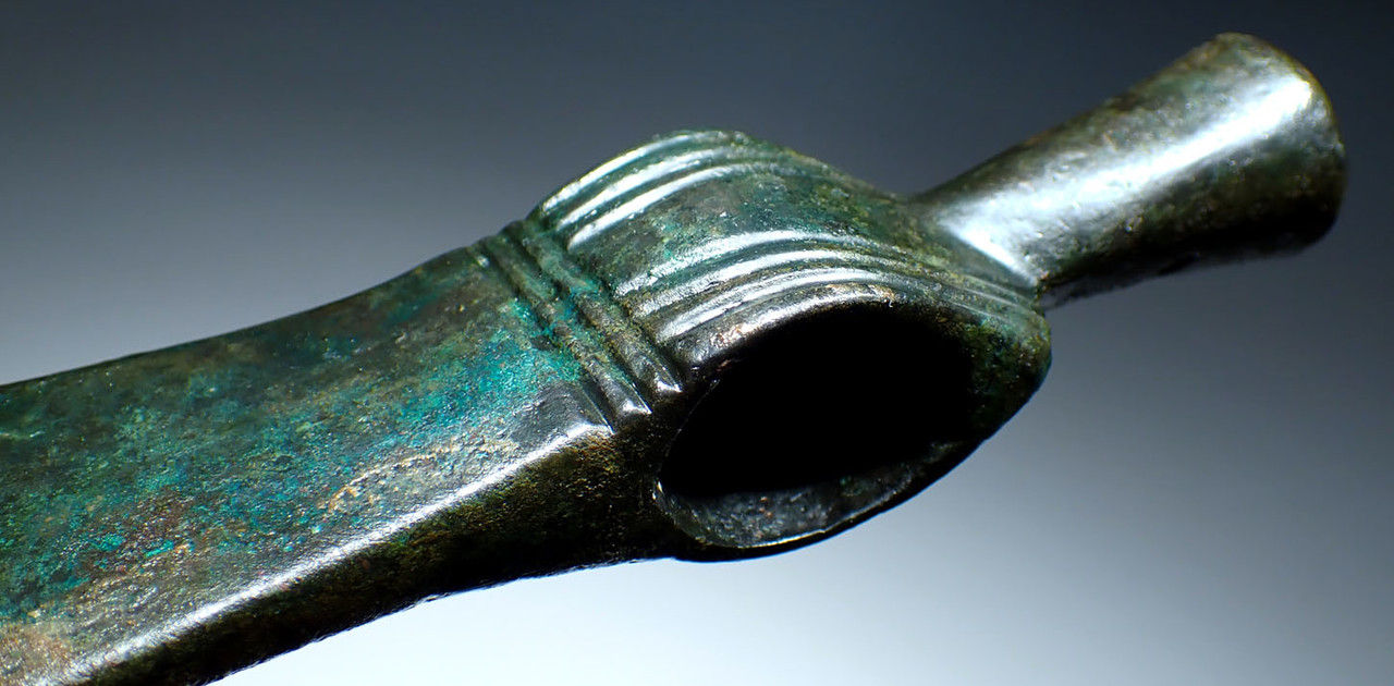 SUPERB DECORATED ANCIENT BRONZE SPIKED HAMMER WAR AXE FROM THE SAKA INDO SCYTHIAN CULTURE  *LUR368