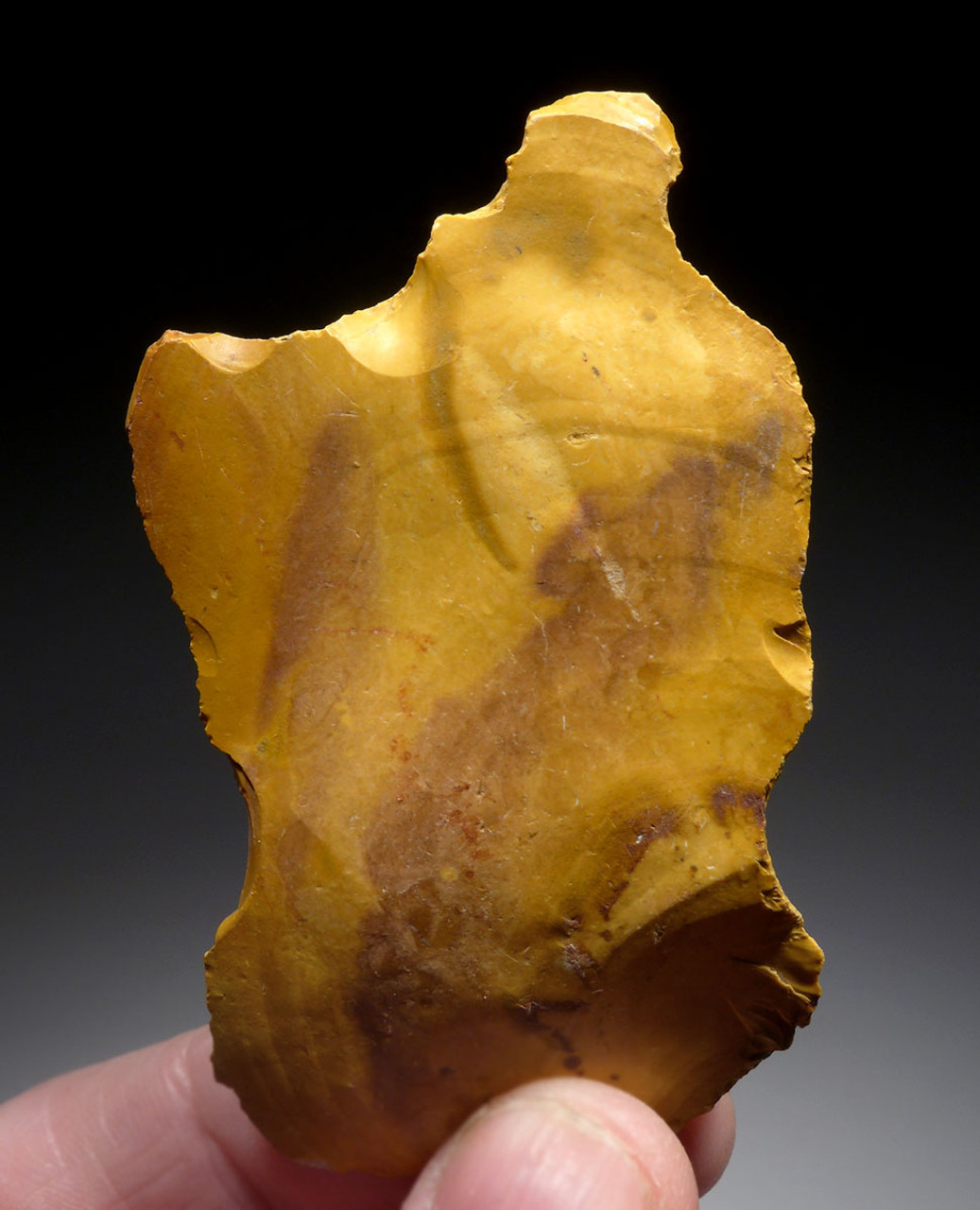 LARGE YELLOW JASPER NEANDERTHAL MOUSTERIAN BORER AND SIDE