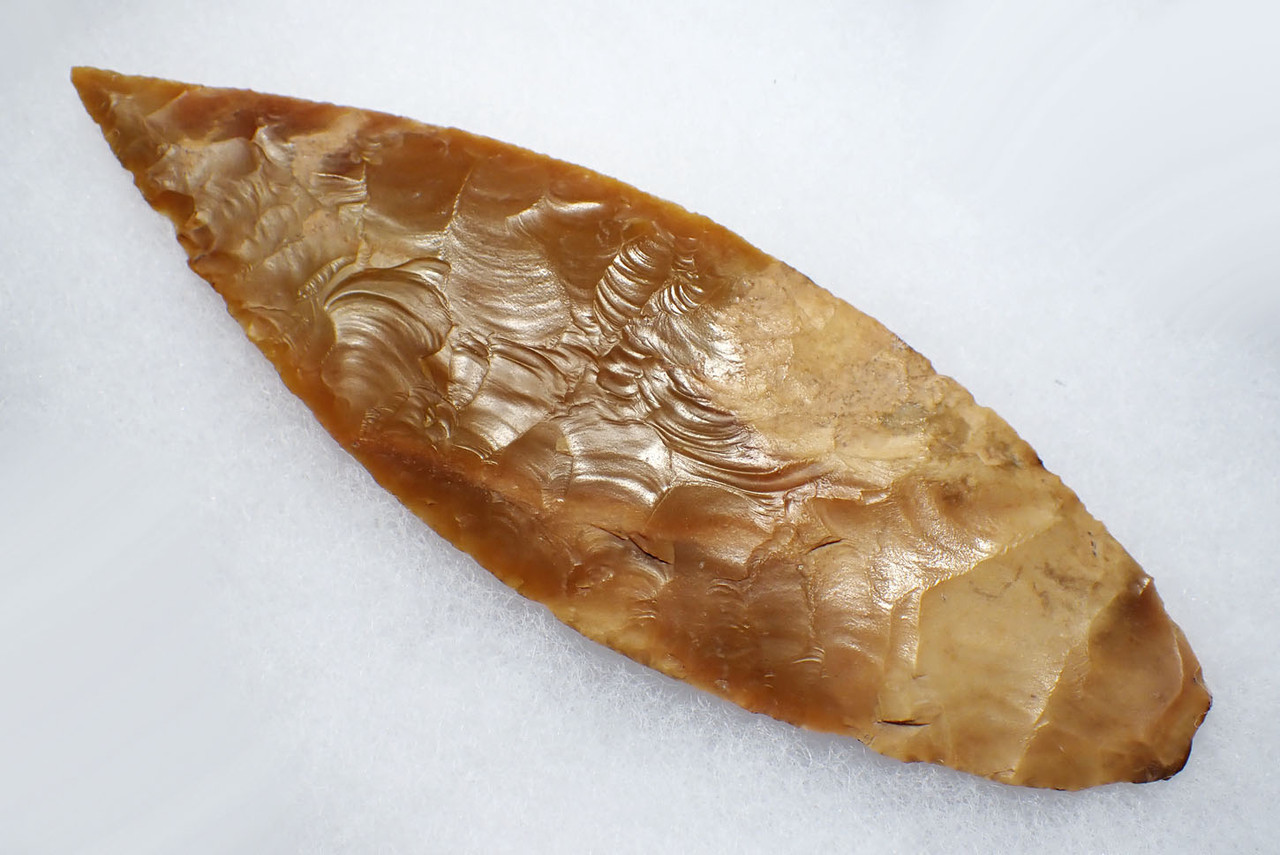 INVESTMENT-CLASS SUPER THIN PRE-COLUMBIAN MAYAN BIFACIAL FLINT RITUAL KNIFE LEAF BLADE FOR SACRIFICE   *PC556