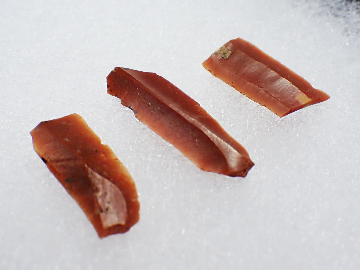 THREE SUPERB EUROPEAN MESOLITHIC MICROBLADES OF RADIOLARITE FROM HUNGARY  *N298