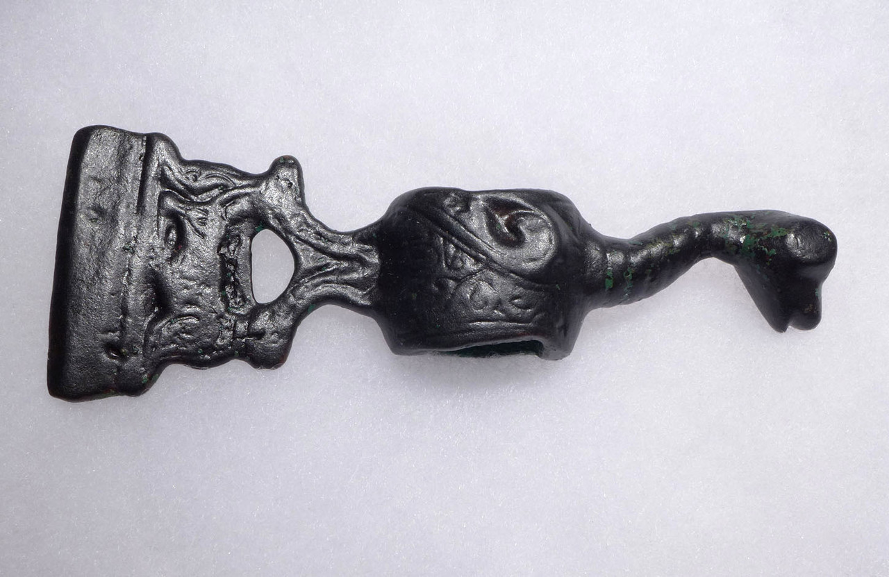 ANCIENT ANTHROPOMORPHIC SAKA SCYTHIAN BRONZE DECORATED RITUAL AXE
