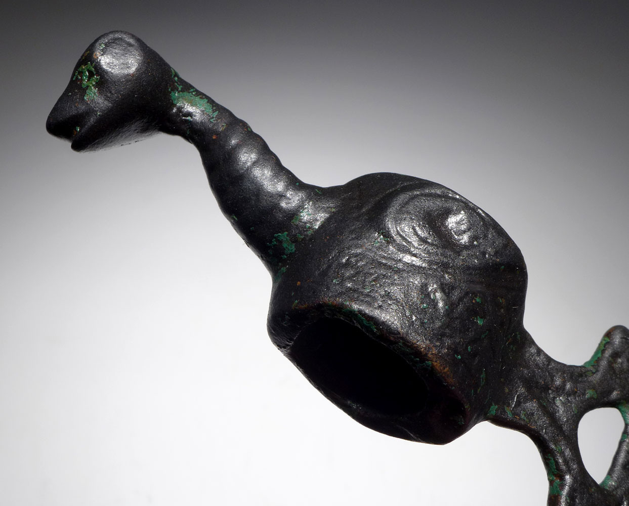 ANCIENT ANTHROPOMORPHIC SAKA SCYTHIAN BRONZE DECORATED RITUAL AXE