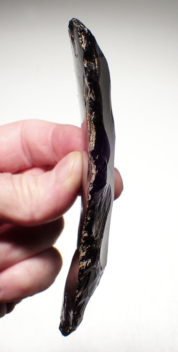 LARGE MAYAN OBSIDIAN PRE-COLUMBIAN PRISMATIC KNIFE BLADE  *PC564