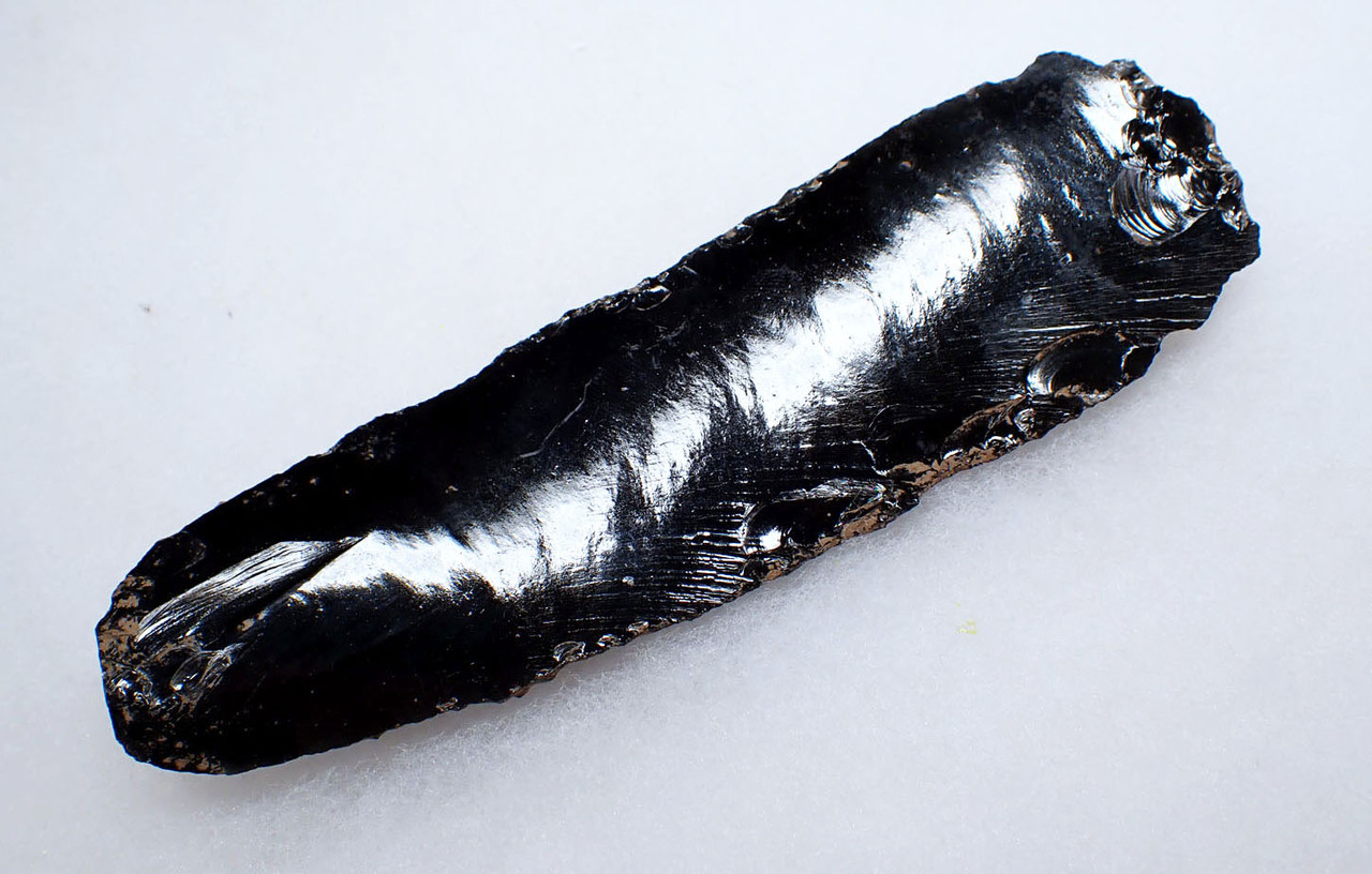 LARGE MAYAN OBSIDIAN PRE-COLUMBIAN PRISMATIC KNIFE BLADE  *PC564