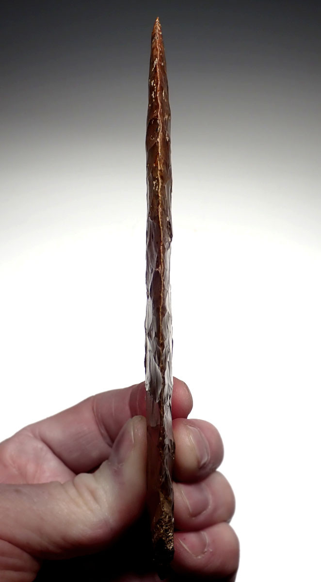 STRAWBERRY FLINT INVESTMENT-CLASS SUPER THIN PRE-COLUMBIAN MAYAN BIFACIAL RITUAL KNIFE LEAF DAGGER BLADE FOR SACRIFICE  *PC563