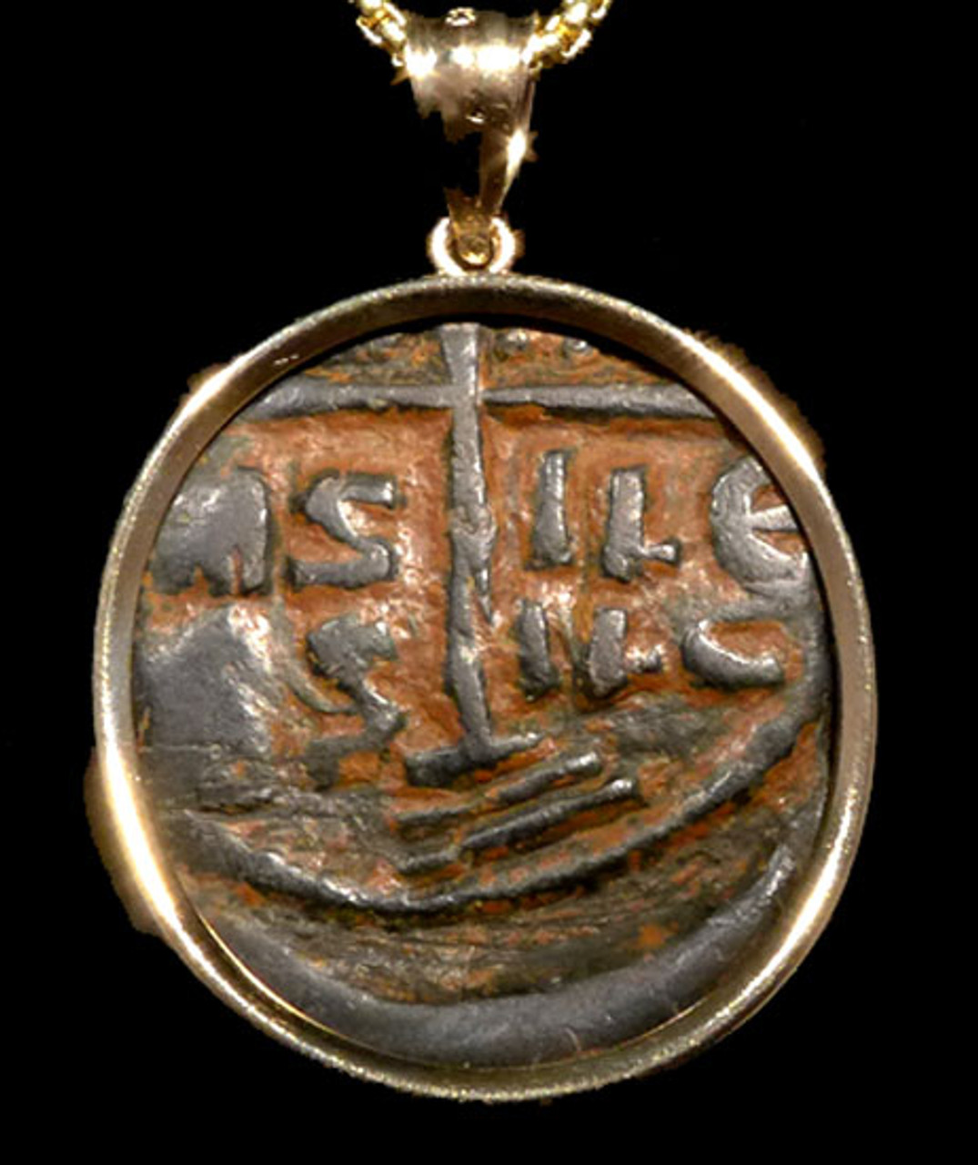 ANCIENT CHRISTIAN COIN PENDANT WITH BYZANTINE FOLLIS COIN OF JESUS IN 14KY GOLD SETTING  *CPB033 ANCIENT CHRISTIAN COIN PENDANT WITH BYZANTINE FOLLIS COIN OF JESUS IN 14KY GOLD SETTING  *CPB033