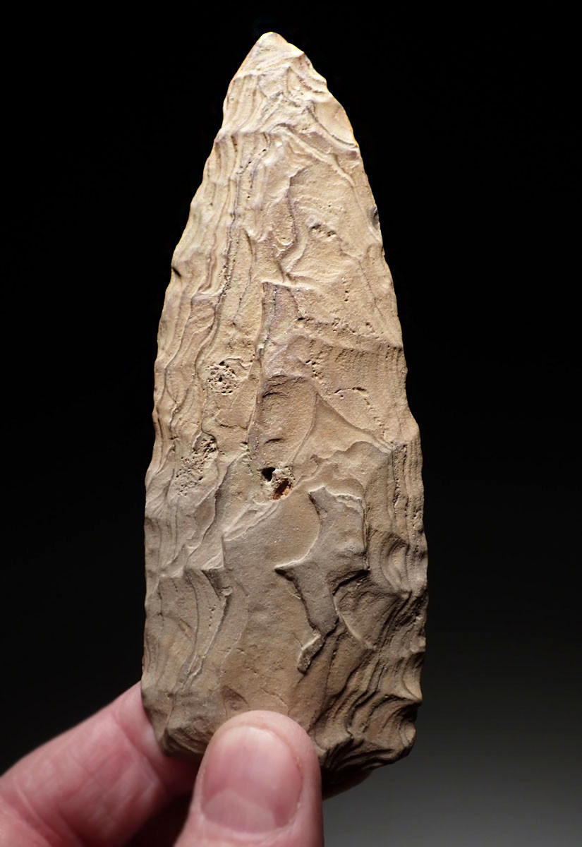 OUR LARGEST AFRICAN MIDDLE STONE AGE BIFACIAL SPEARHEAD POINT IN