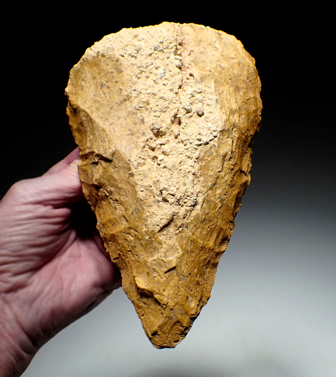 INVESTMENT-CLASS LARGE GOLD PUDDINGSTONE SUB TRIANGULAR ACHEULEAN