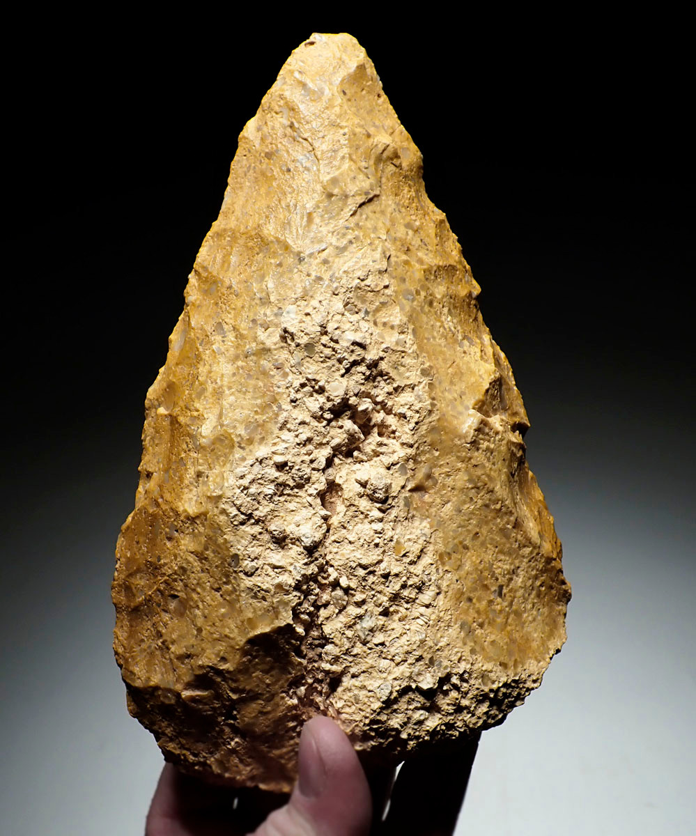 INVESTMENT-CLASS LARGE GOLD PUDDINGSTONE SUB TRIANGULAR ACHEULEAN