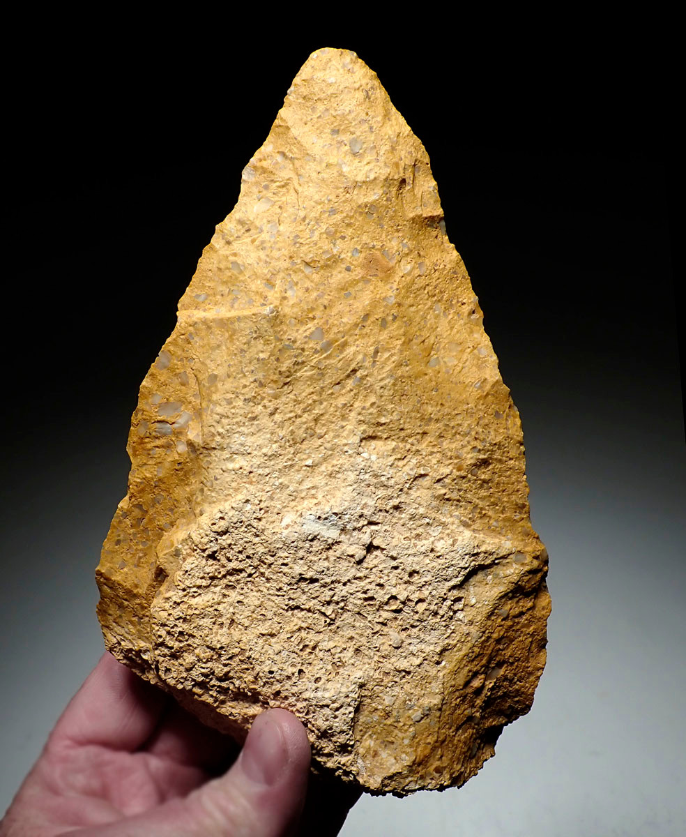 INVESTMENT-CLASS LARGE GOLD PUDDINGSTONE SUB TRIANGULAR ACHEULEAN