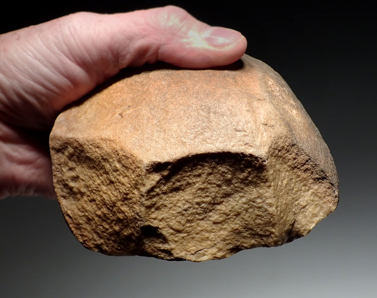 EXCEPTIONAL LARGE BONE-CRUSHING AFRICAN MODE 1 OLDOWAN PEBBLE CHOPPER AXE  *PB202