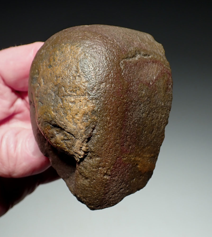 EXCEPTIONAL MODE 1 BASALT AFRICAN OLDOWAN PEBBLE CHOPPER AXE WITH FINGER GRIP  *PB210