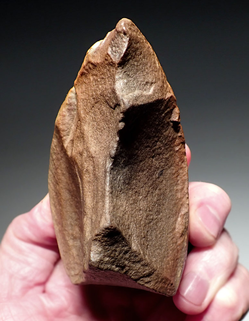 BEAUTIFUL RARE POINTED AFRICAN HOMO ERECTUS MODE 1 OLDOWAN PEBBLE CHOPPER AXE  *PB209
