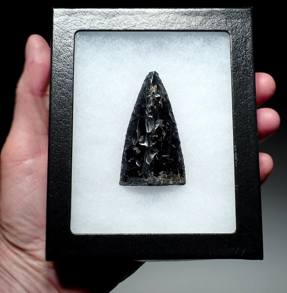 RARE PRE-COLUMBIAN AZTEC OBSIDIAN BLADE SPEAR TEPOZTOPILLI TIP