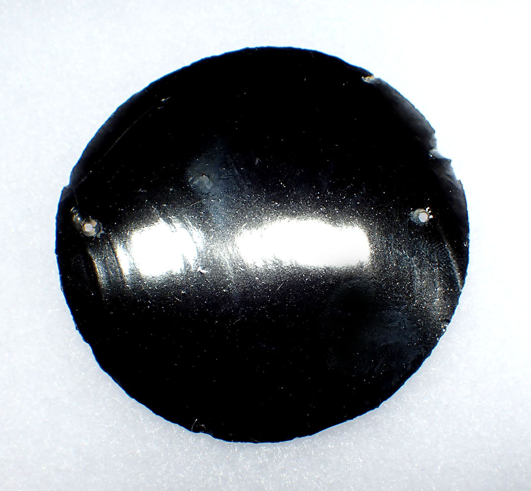 EXQUISITE FLAKED LARGE MAYAN OBSIDIAN DISK APPLIQUE PENDANT ELITE CLASS LUXURY  *PC594