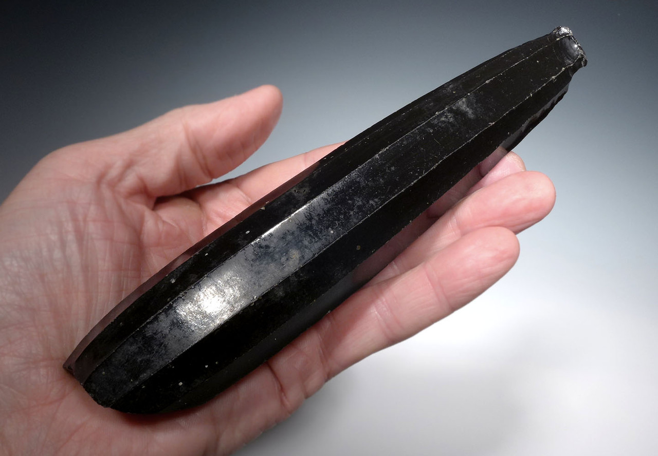 COMPLETE LARGE PRE-COLUMBIAN AZTEC OBSIDIAN PRISMATIC BLADE CORE