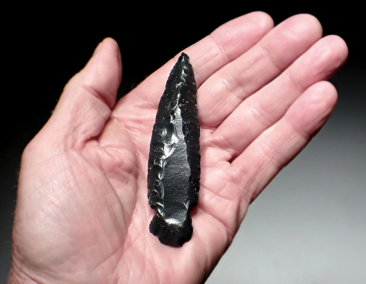 FINEST LARGE MAYAN OBSIDIAN ATLATL MASTERPIECE PRESTIGE PROJECTILE POINT  *PC587