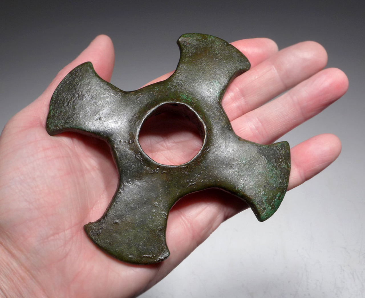 RARE MUSEUM-CLASS ANCIENT BRONZE RADIAL BLADE DISK MACE FROM NEAR EAST LURISTAN   *LUR333