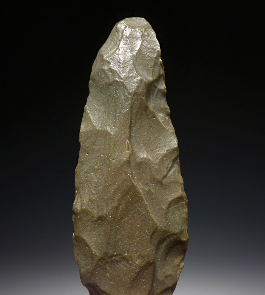 TENERIAN AFRICAN NEOLITHIC GREEN JASPER KNIFE AND DISK SCRAPER