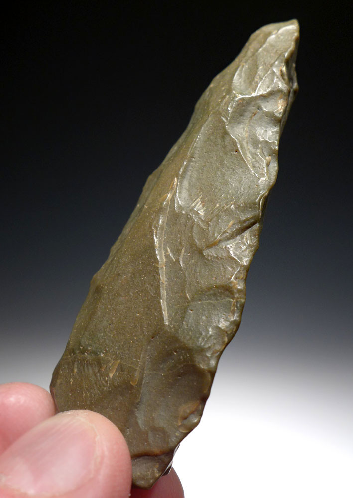 TENERIAN AFRICAN NEOLITHIC GREEN JASPER KNIFE AND DISK SCRAPER