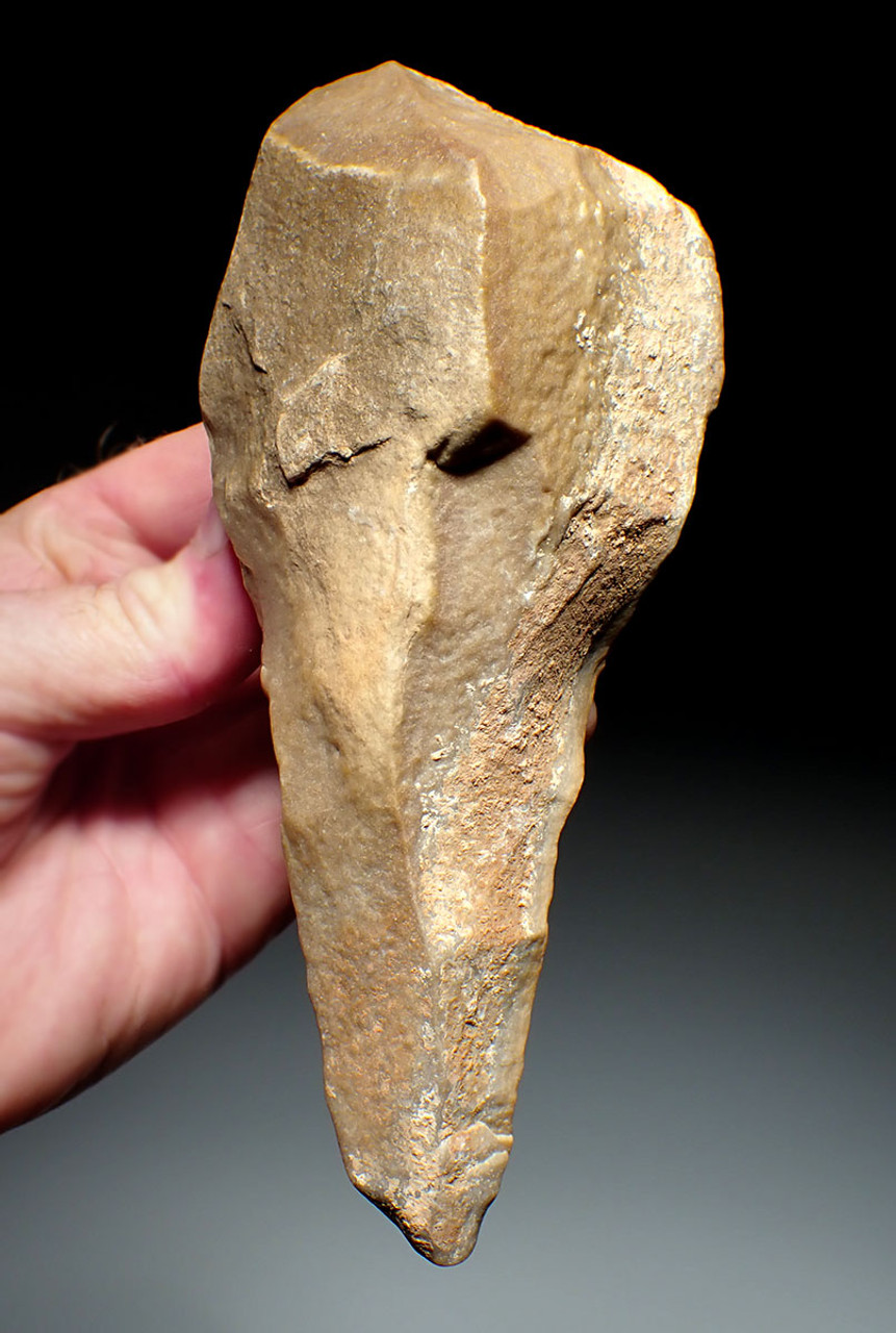 FINEST HOMO ERECTUS ACHEULEAN QUADRAHEDRAL PICK HAND AXE FROM STONE AGE AFRICA  *ACH486