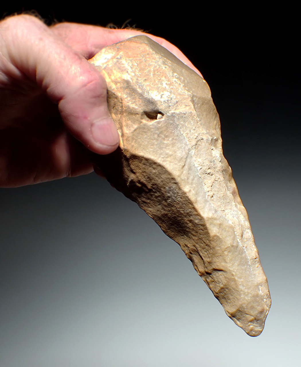 FINEST HOMO ERECTUS ACHEULEAN QUADRAHEDRAL PICK HAND AXE FROM STONE AGE AFRICA  *ACH486