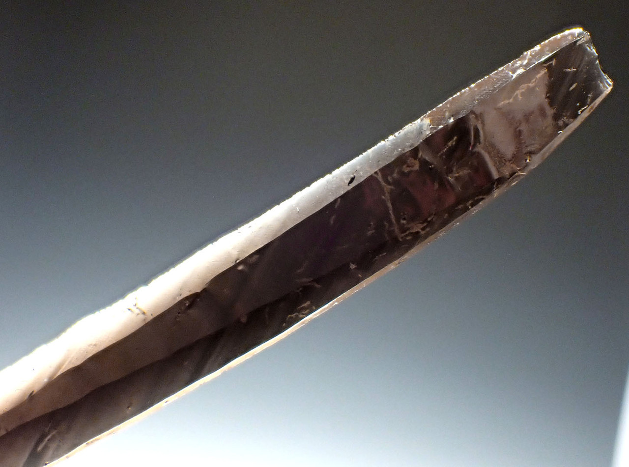 SUPERB LARGE UNBROKEN AZTEC PRE-COLUMBIAN OBSIDIAN PRISMATIC BLADE FOR RITUAL BLOOD-LETTING SACRIFICE  *PC606