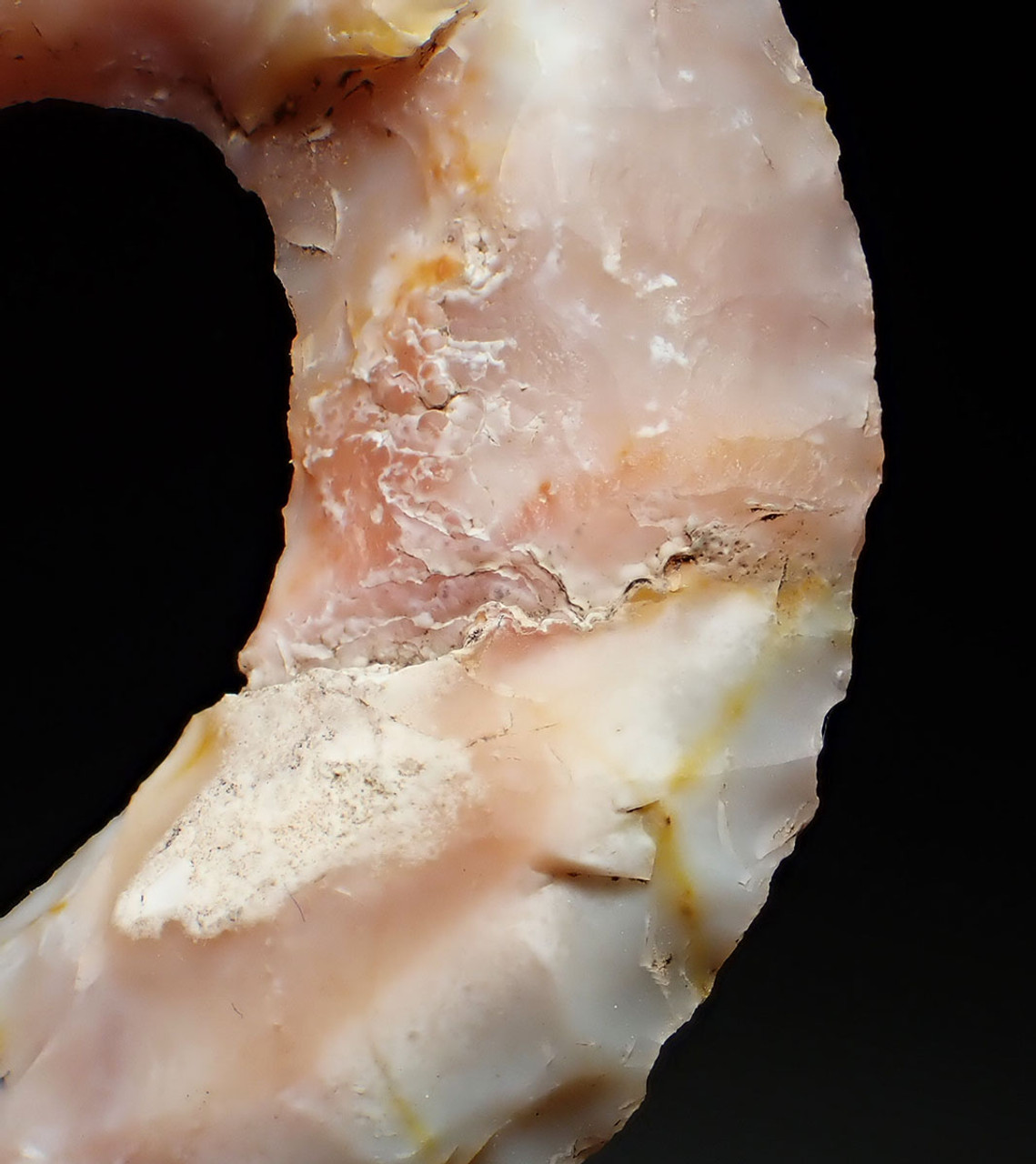 UNBROKEN MAYAN CHERT FLAKED SYMMETRICAL OPEN RING ECCENTRIC EFFIGY  *PC600