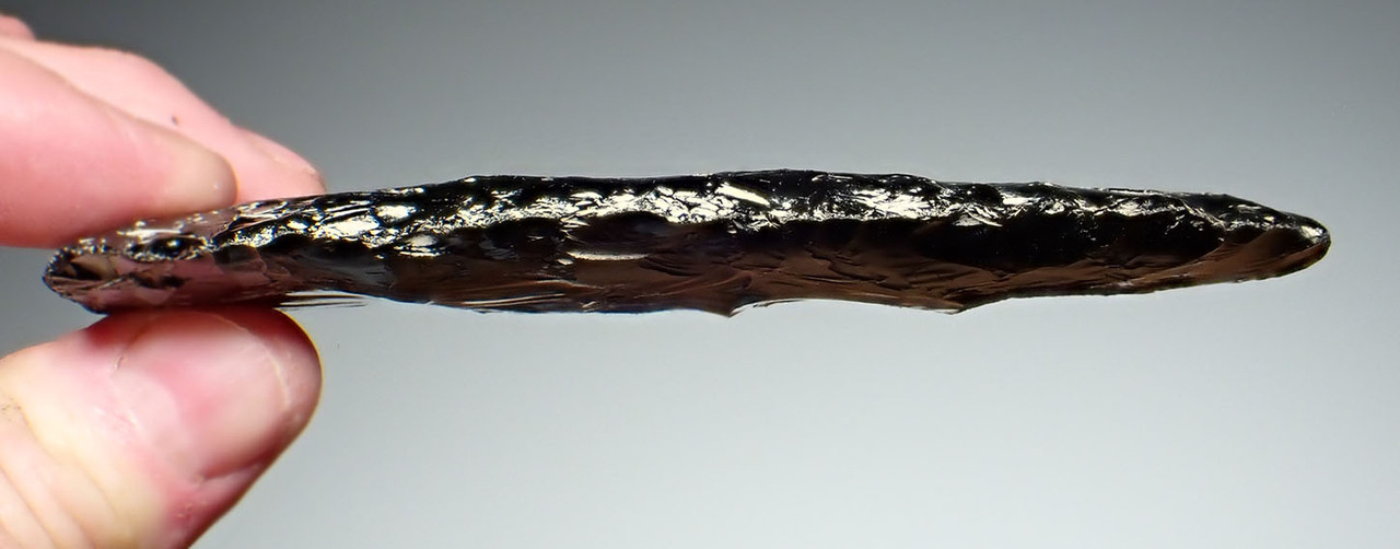 MAYAN PRE-COLUMBIAN OBSIDIAN BIFACIAL FLAKED CELT WAR AXE  *PC605