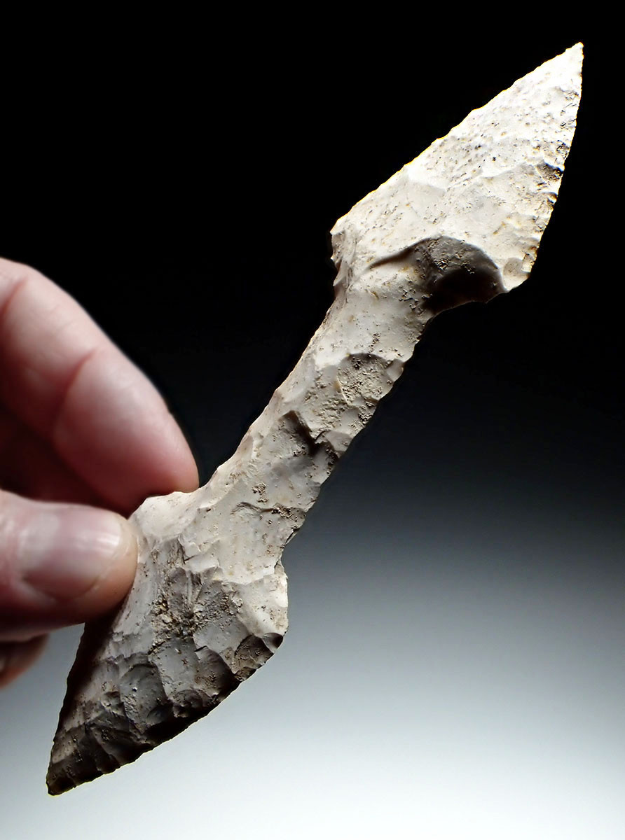 RARE MAYAN PRE-COLUMBIAN FLAKED CHERT DOUBLE POINTED BLADE AXE HEAD  *PC609