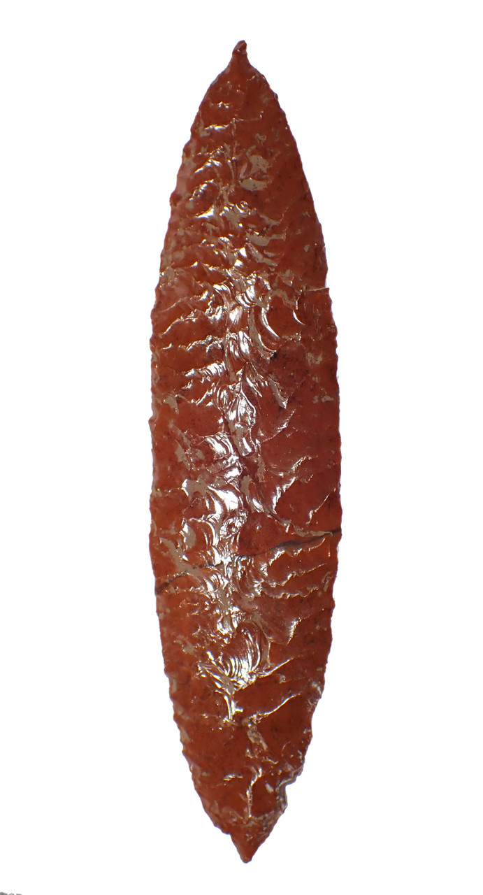 NEEDLE-TIPPED MAYAN PRE-COLUMBIAN CEREMONIAL RED MAHOGANY OBSIDIAN BIFACIAL SACRIFICIAL KNIFE DAGGER BLADE  *PC612