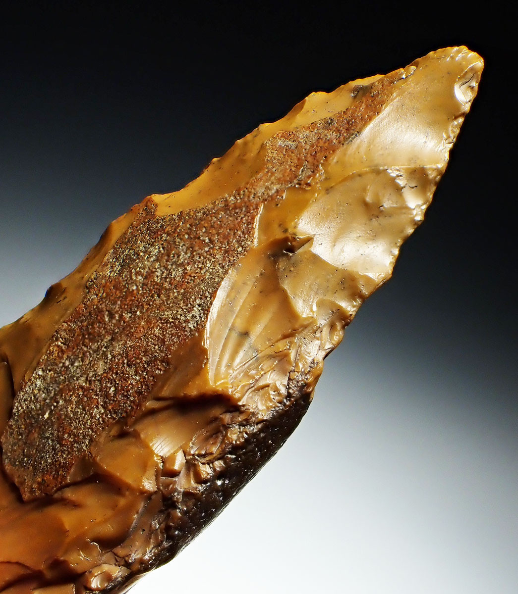 CHOICE BIFACIAL EGYPTIAN FAYUM NEOLITHIC FLINT KNIFE BLADE FROM