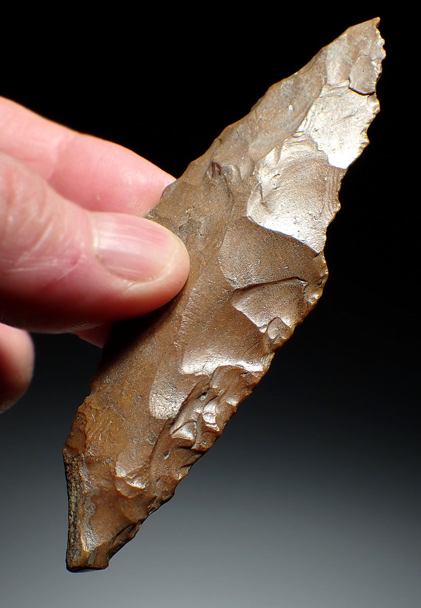 LARGE FAYUM NEOLITHIC EGYPTIAN FLINT SICKLE BLADE FROM PREDYNASTIC EGYPT  *CAP439