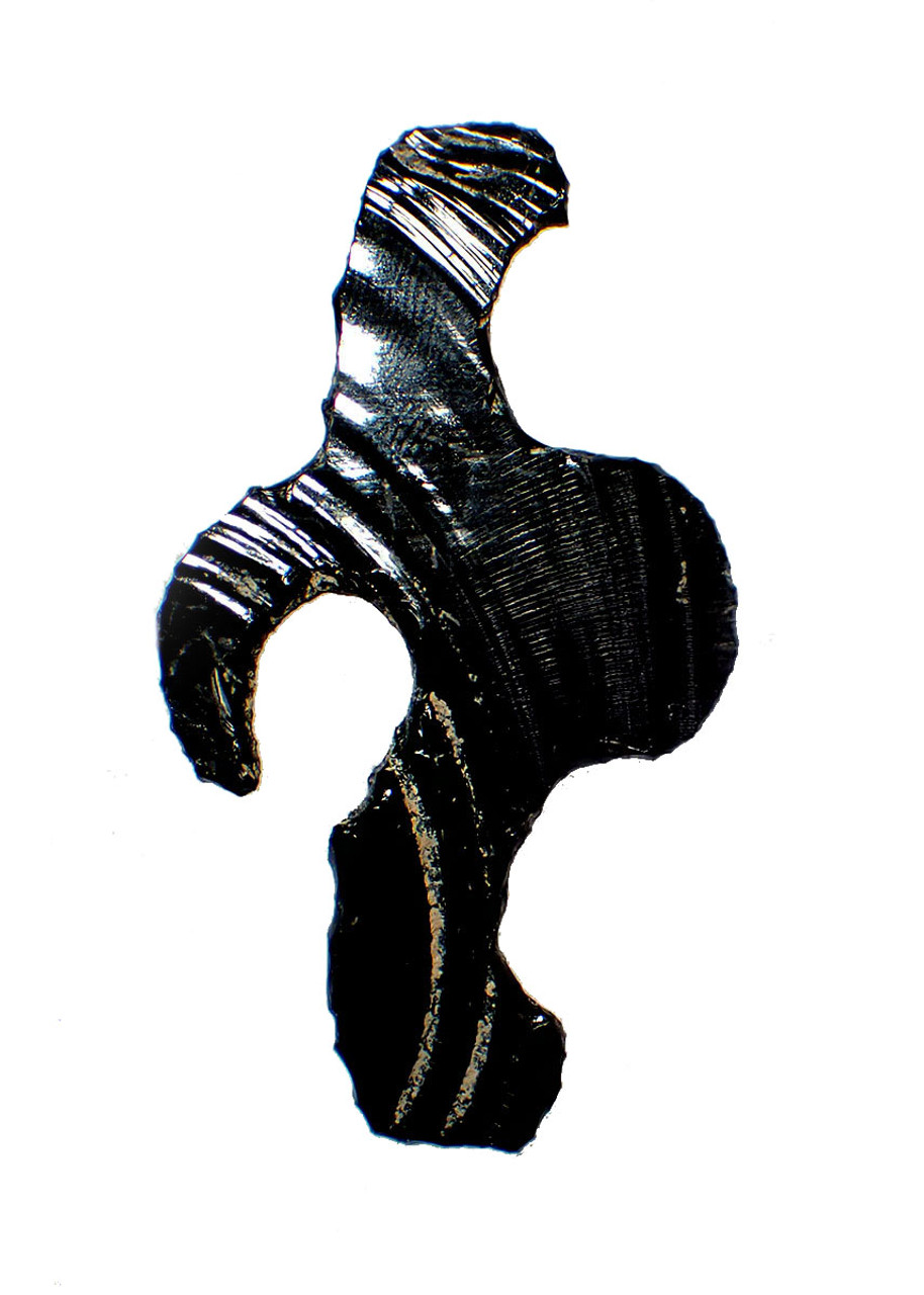 UNUSUAL AZTEC OBSIDIAN ABSTRACT ECCENTRIC APPLIQUE PENDANT  *PC621 UNUSUAL AZTEC OBSIDIAN ABSTRACT ECCENTRIC APPLIQUE PENDANT  *PC621