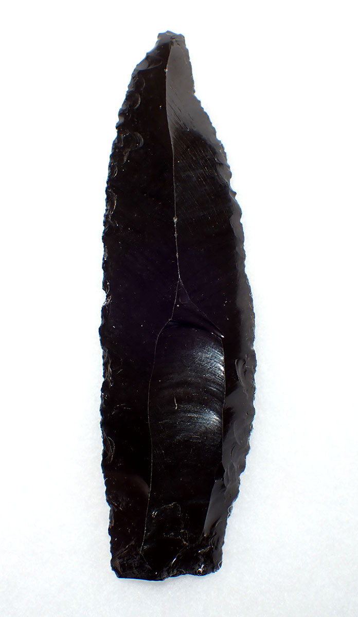 LARGE PRE-COLUMBIAN AZTEC OBSIDIAN HUMAN SACRIFICE DISMEMBERMENT BUTCHERING BLADE  *PC625