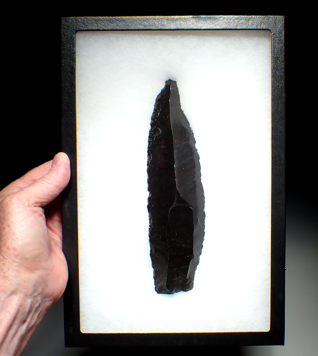 LARGE PRE-COLUMBIAN AZTEC OBSIDIAN HUMAN SACRIFICE DISMEMBERMENT BUTCHERING BLADE  *PC625