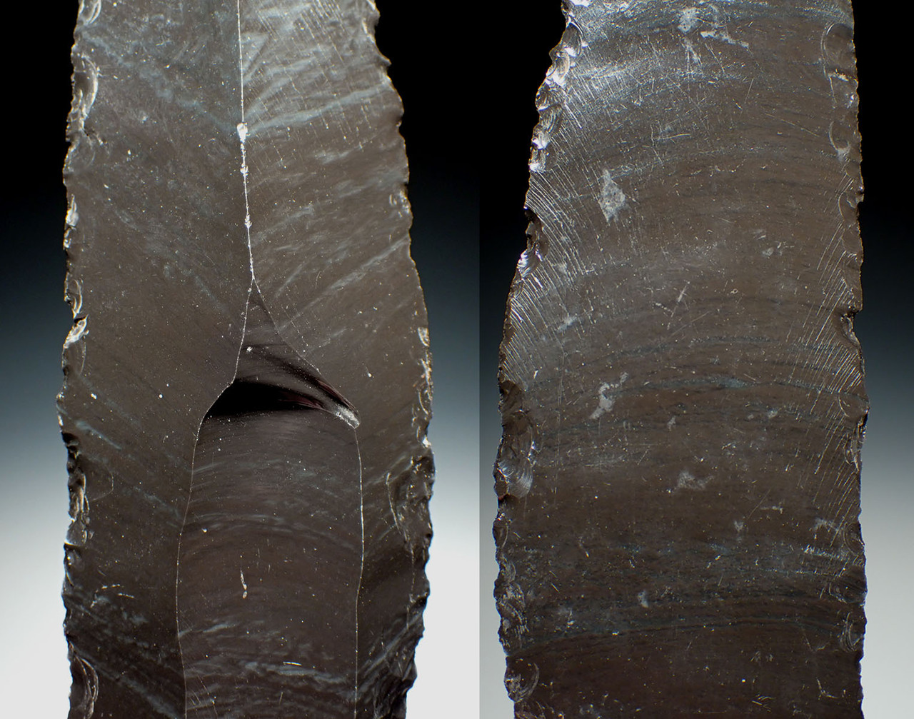 LARGE PRE-COLUMBIAN AZTEC OBSIDIAN HUMAN SACRIFICE DISMEMBERMENT BUTCHERING BLADE  *PC625