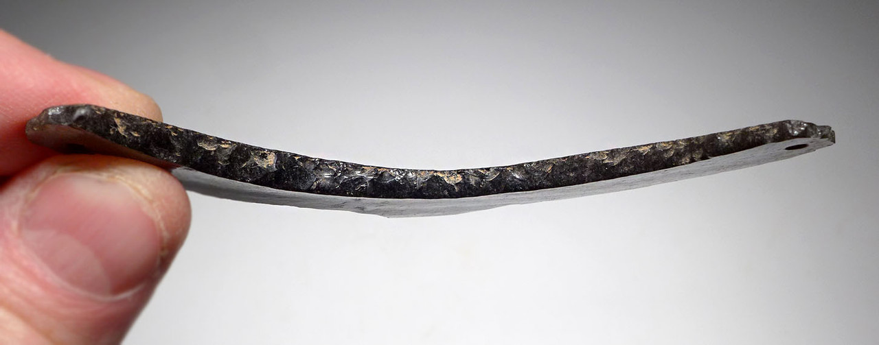 UNBROKEN MAYAN PRE-COLUMBIAN OBSIDIAN JEWELRY GORGET PENDANT WITH CENTER TAB DECORATION   *PC413