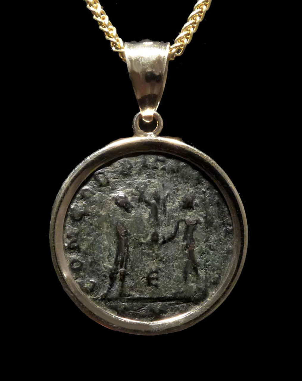 "UNITY OF THE MILITARY" ANCIENT ROMAN MAXIMIAN COIN PENDANT IN 14K GOLD  *CPR254