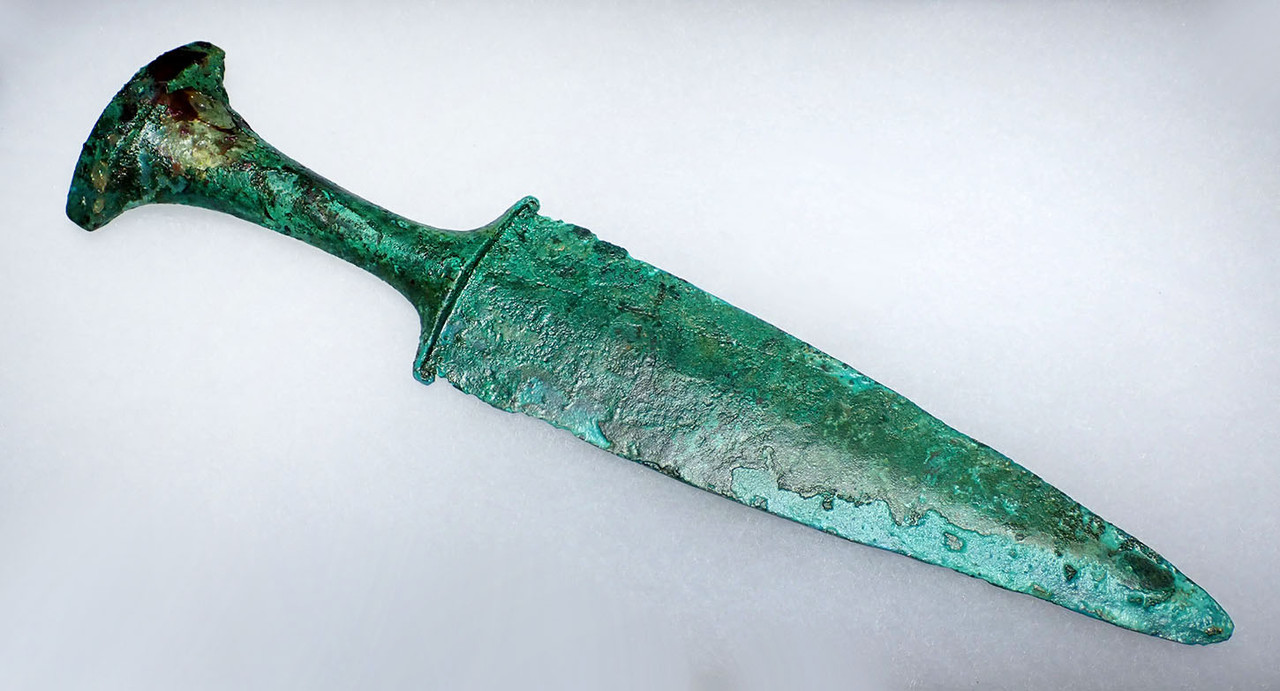 LARGE ANCIENT LAC VIET BRONZE DAGGER KNIFE FROM A BRONZE AGE SOUTHEAST ASIA WARRIOR  *SEA21