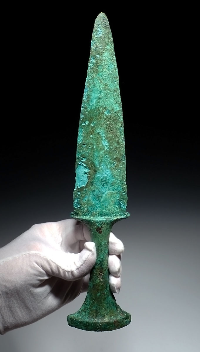 LARGE ANCIENT LAC VIET BRONZE DAGGER KNIFE FROM A BRONZE AGE SOUTHEAST ASIA WARRIOR  *SEA21