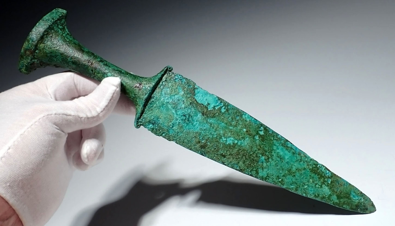 LARGE ANCIENT LAC VIET BRONZE DAGGER KNIFE FROM A BRONZE AGE SOUTHEAST ASIA WARRIOR  *SEA21