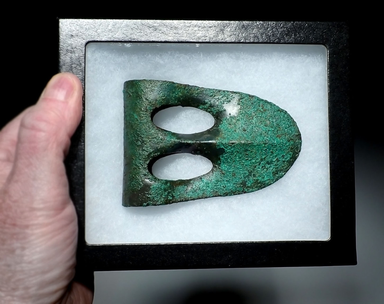 FINEST ANCIENT BRONZE BIBLICAL CANAANITE PHOENICIAN FENESTRATED DUCK-BILL WAR AXE FROM THE AGE OF THE PATRIARCHS  *LUR422