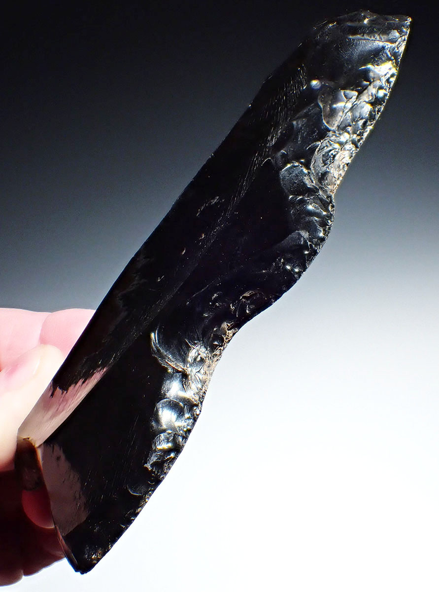 EXTREMELY RARE MAYAN PRE-COLUMBIAN LARGE OBSIDIAN HUMAN SACRIFICE CEREMONIAL ECCENTRIC EFFIGY FIGURE FROM A CENOTE  *PC647