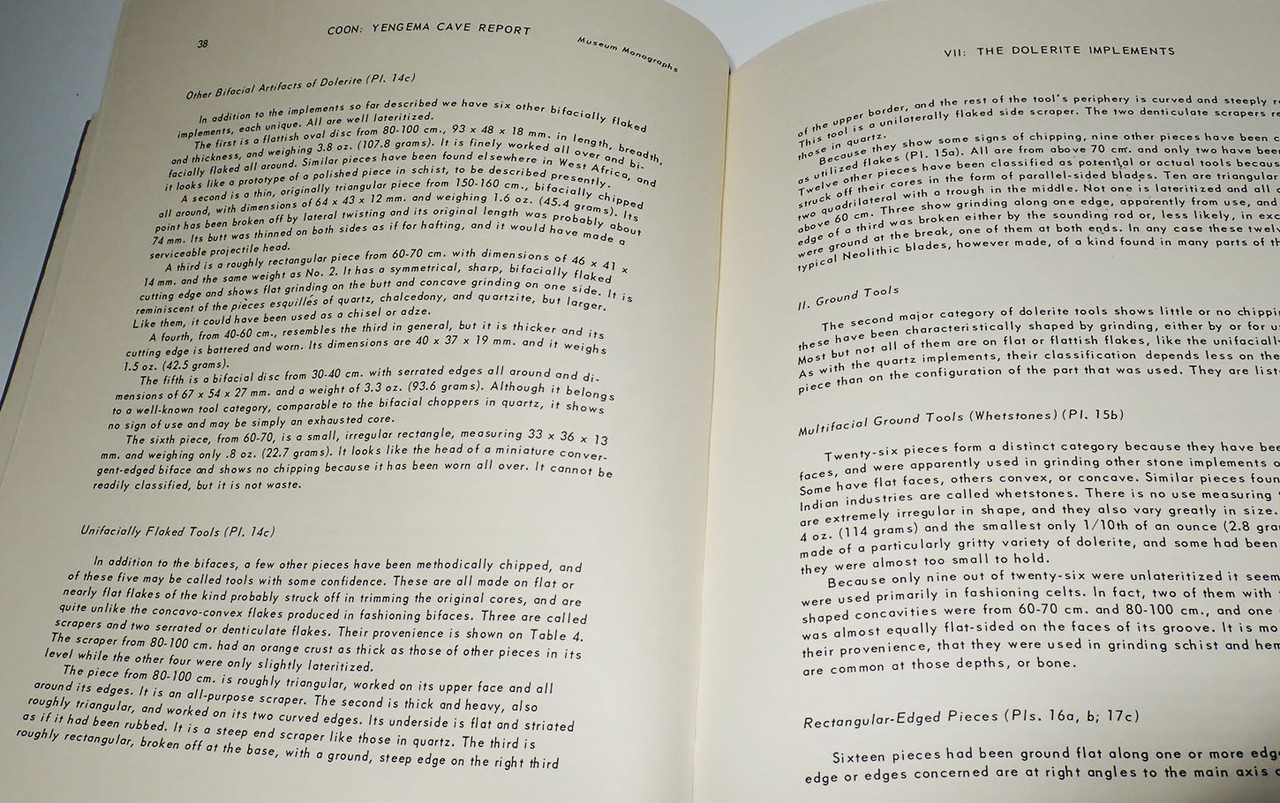 YENGEMA CAVE REPORT - WEST AFRICAN NEOLITHIC ARTIFACTS BOOK  *BK57