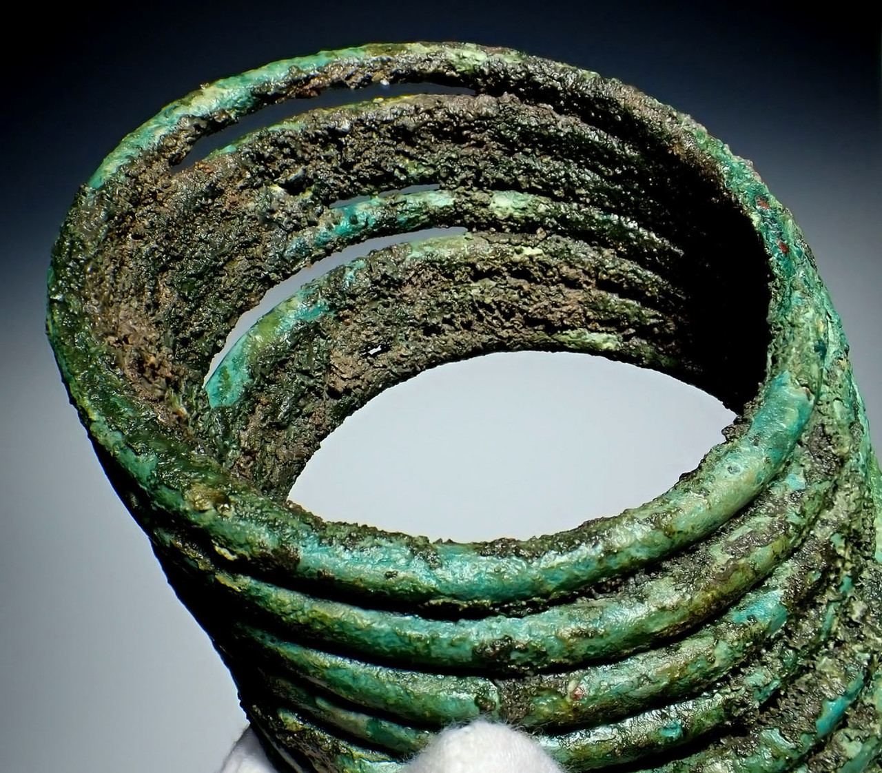 3000 YEAR OLD DONG SON CULTURE RITUAL OFFERING OF 7 BRONZE BRACELETS ENCRUSTED IN THEIR ORIGINAL POSITION FROM SOUTHEAST ASIA  *SEA31