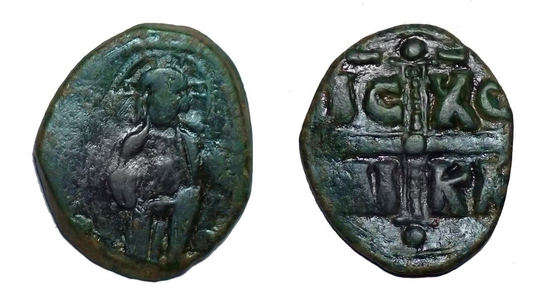 ROMAN BYZANTINE ANONYMOUS BRONZE FOLLIS ANCIENT COIN OF CHRIST