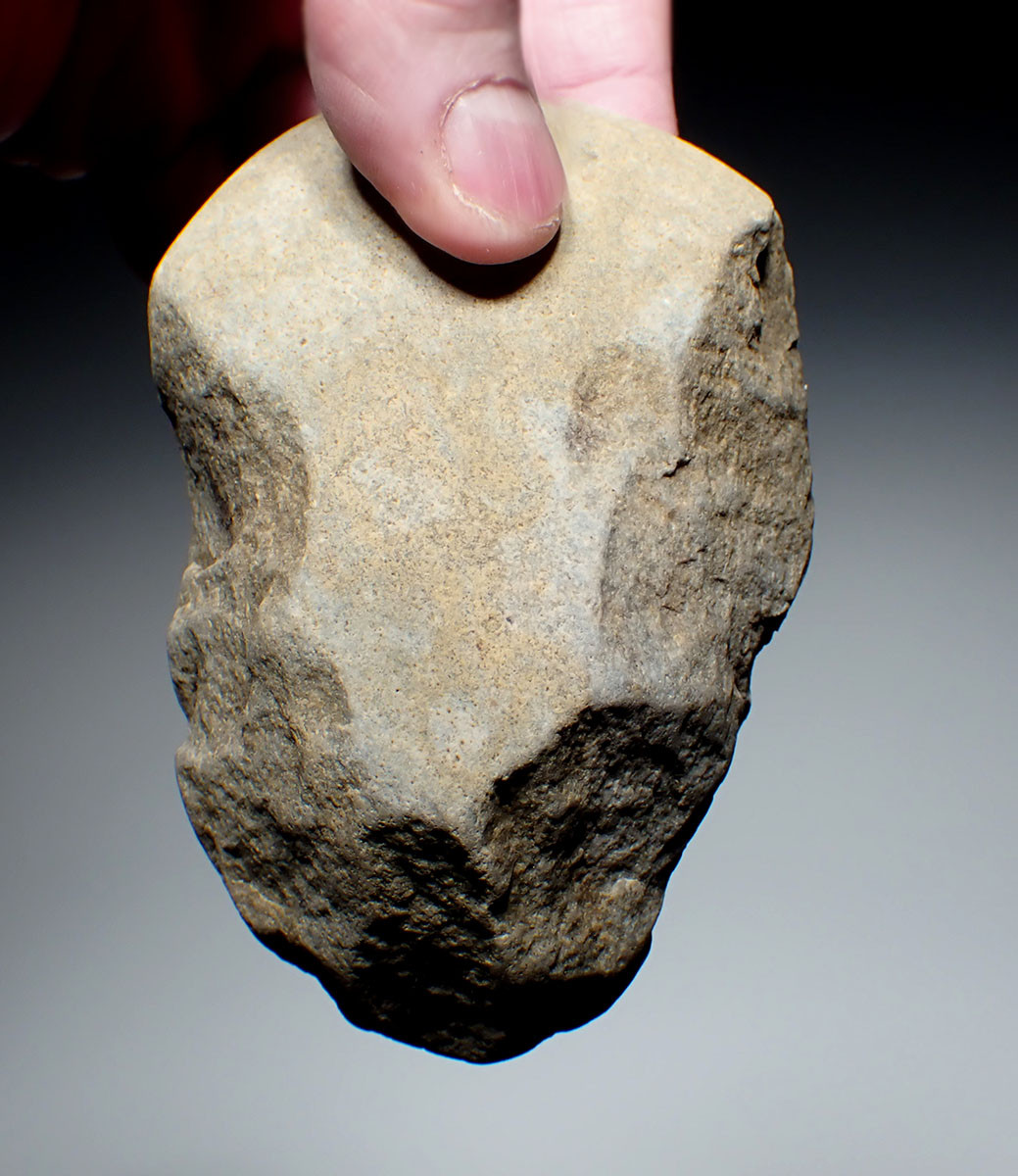 EXCEPTIONAL TRANSITIONAL PROTO-HAND AXE EUROPEAN MODE 1 OLDOWAN PEBBLE AXE CHOPPER FROM PALEOLITHIC IBERIA - FIRST HUMANS IN EUROPE  *PB219