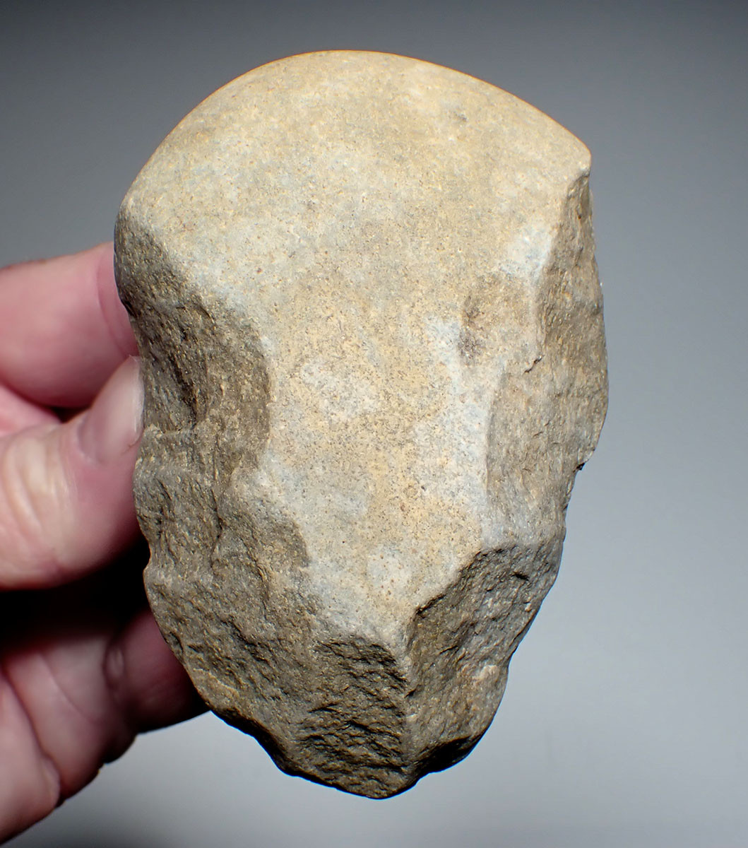 EXCEPTIONAL TRANSITIONAL PROTO-HAND AXE EUROPEAN MODE 1 OLDOWAN PEBBLE AXE CHOPPER FROM PALEOLITHIC IBERIA - FIRST HUMANS IN EUROPE  *PB219
