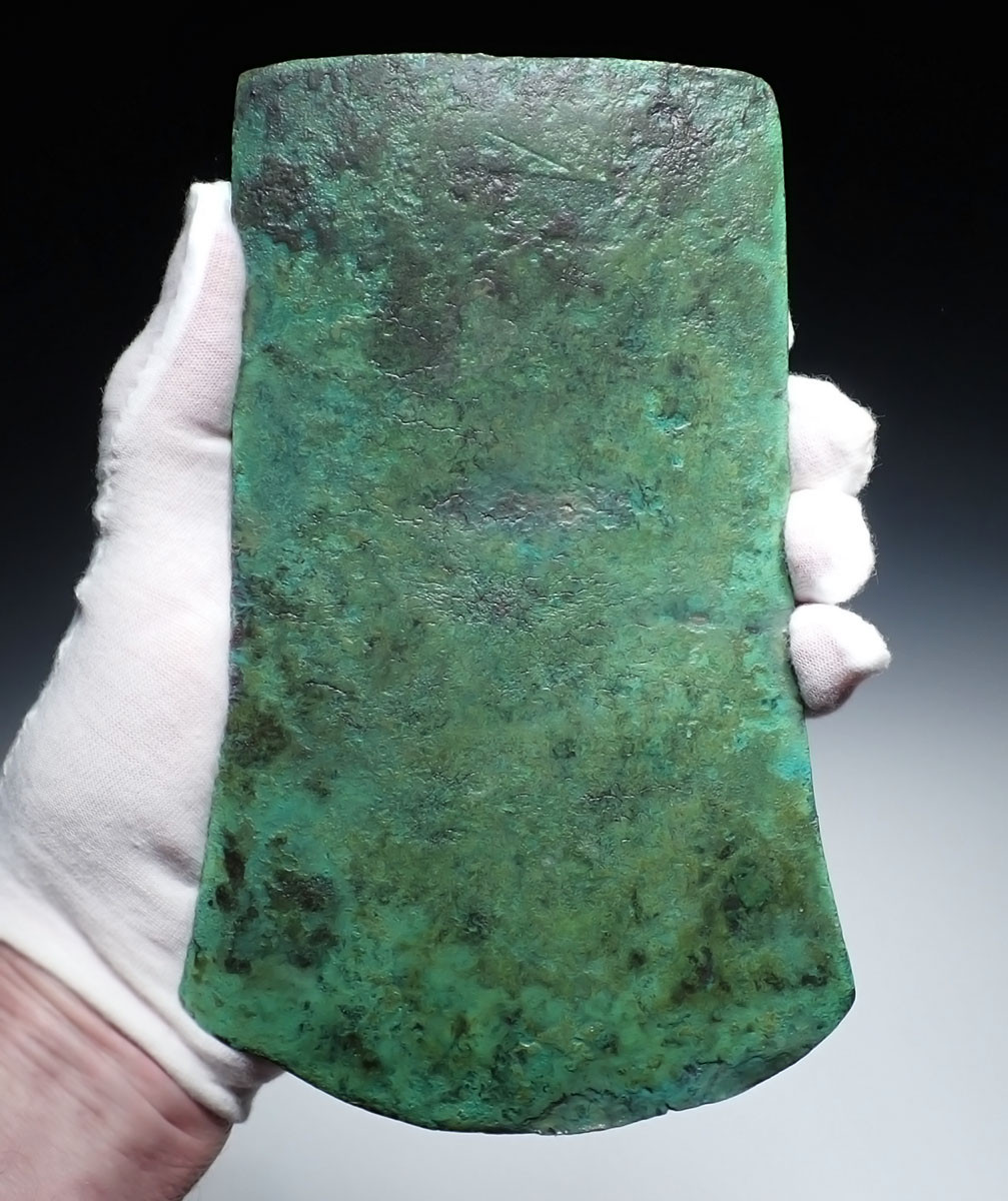 RARE MASSIVE ANCIENT COPPER CULTIC RITUAL FLAT AXE FROM THE COPPER HOARD CULTURE OF THE LATE HARAPPAN PERIOD  *LUR441